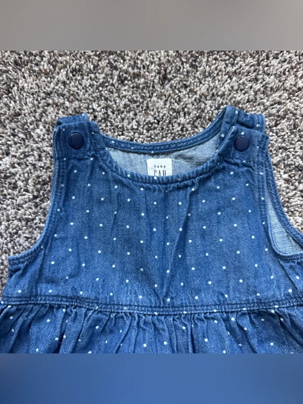 GAP Blue Denim Polka Dot Sleeveless Dress